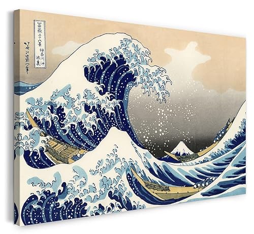 Leinwandbild (30x20cm) Katsushika Hokusai: Die Welle - Unter der Welle vor Kanagawa (Kanagawa Oki Nami Ura), auch bekannt als Die Große Welle, aus der Serie Sechsunddreißig Ansichten des Bergs Fuji.. von Printed Paintings