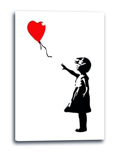 Leinwandbild (30x40cm) Banksy: Balloon Girl Mädchen mit Luftballon Street Art, Leinwand auf Keilrahmen gespannt und fertig zum Aufhängen, hochwertiger Kunstdruck aus deutscher Produktion von Printed Paintings