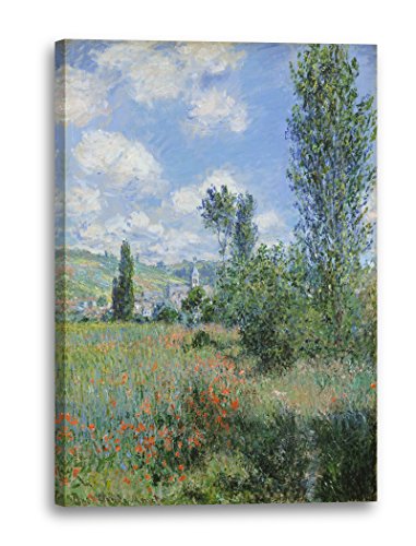 Leinwandbild (30x40cm) Claude Monet: Aussicht von Vétheuil, Leinwand auf Keilrahmen gespannt und fertig zum Aufhängen, hochwertiger Kunstdruck aus deutscher Produktion von Printed Paintings