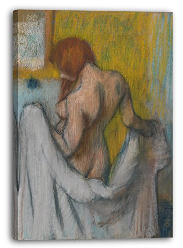 Leinwandbild (30x40cm) Edgar Degas: Frau mit einem Handtuch, Leinwand auf Keilrahmen gespannt und fertig zum Aufhängen, hochwertiger Kunstdruck aus deutscher Produktion von Printed Paintings