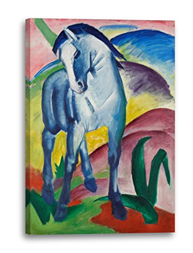 Leinwandbild (30x40cm) Franz Marc: Blaues Pferd (1911), Leinwand auf Keilrahmen gespannt und fertig zum Aufhängen, hochwertiger Kunstdruck aus deutscher Produktion von Printed Paintings