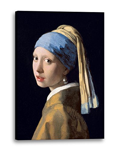 Leinwandbild (30x40cm) Jan Vermeer: Mädchen mit dem Perlenohrring (1665), Leinwand auf Keilrahmen gespannt und fertig zum Aufhängen, hochwertiger Kunstdruck aus deutscher Produktion von Printed Paintings