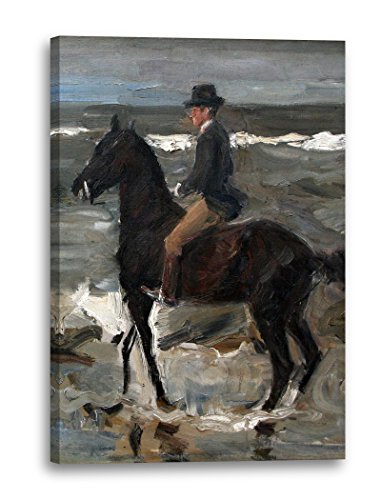 Leinwandbild (30x40cm) Max Liebermann: Reiter am Strand, Leinwand auf Keilrahmen gespannt und fertig zum Aufhängen, hochwertiger Kunstdruck aus deutscher Produktion von Printed Paintings