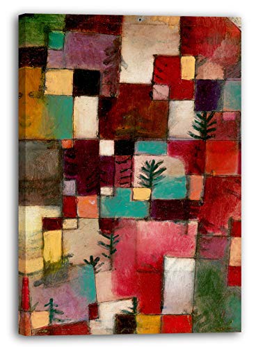 Leinwandbild (30x40cm) Paul Klee: Rotgrüne und Violett-gelbe Rythmen (1920), Leinwand auf Keilrahmen gespannt und fertig zum Aufhängen, hochwertiger Kunstdruck aus deutscher Produktion von Printed Paintings