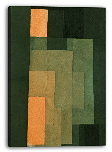 Leinwandbild (30x40cm) Paul Klee: Turm in Orange und Grün, Leinwand auf Keilrahmen gespannt und fertig zum Aufhängen, hochwertiger Kunstdruck aus deutscher Produktion von Printed Paintings