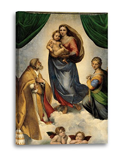 Leinwandbild (30x40cm) Raphael: Sixtinische Madonna, Leinwand auf Keilrahmen gespannt und fertig zum Aufhängen, hochwertiger Kunstdruck aus deutscher Produktion von Printed Paintings