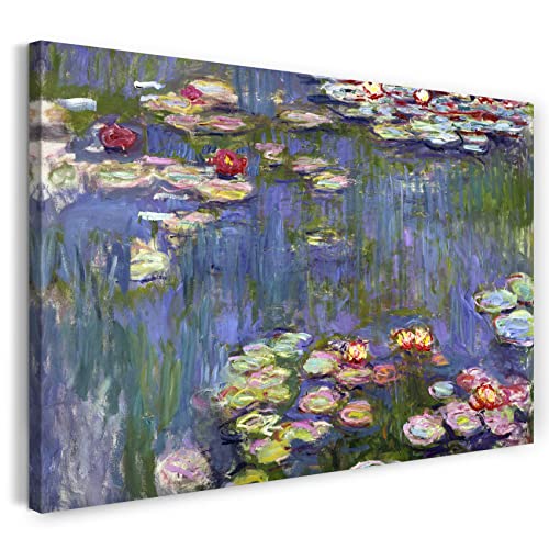 Leinwandbild (40x30cm) Claude Monet: Seerosen, Leinwand auf Keilrahmen gespannt und fertig zum Aufhängen, hochwertiger Kunstdruck aus deutscher Produktion von Printed Paintings