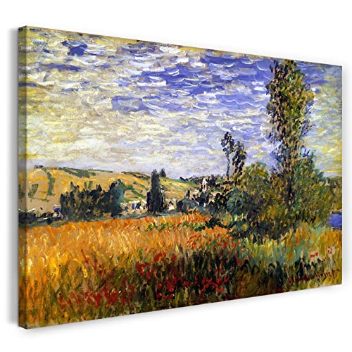 Leinwandbild (40x30cm) Claude Monet: Weg durch die Mohnfelder, Ile Saint-Martin, Leinwand auf Keilrahmen gespannt und fertig zum Aufhängen, hochwertiger Kunstdruck aus deutscher Produktion von Printed Paintings