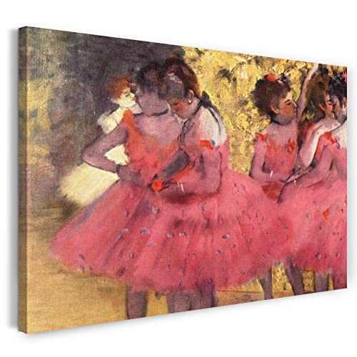 Leinwandbild (40x30cm) Edgar Degas: Die pinken Tänzerinnen vor dem Ballet, Leinwand auf Keilrahmen gespannt und fertig zum Aufhängen, hochwertiger Kunstdruck aus deutscher Produktion von Printed Paintings