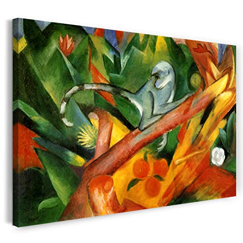 Leinwandbild (40x30cm) Franz Marc: Das Äffchen (1912), Leinwand auf Keilrahmen gespannt und fertig zum Aufhängen, hochwertiger Kunstdruck aus deutscher Produktion von Printed Paintings