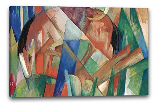 Leinwandbild (40x30cm) Franz Marc: Fabeltier II (Pferd) (1913), Leinwand auf Keilrahmen gespannt und fertig zum Aufhängen, hochwertiger Kunstdruck aus deutscher Produktion von Printed Paintings