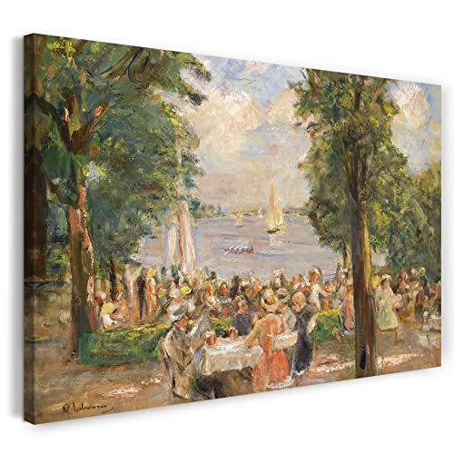 Leinwandbild (40x30cm) Max Liebermann: Biergarten nahe Wannsee, Leinwand auf Keilrahmen gespannt und fertig zum Aufhängen, hochwertiger Kunstdruck aus deutscher Produktion von Printed Paintings