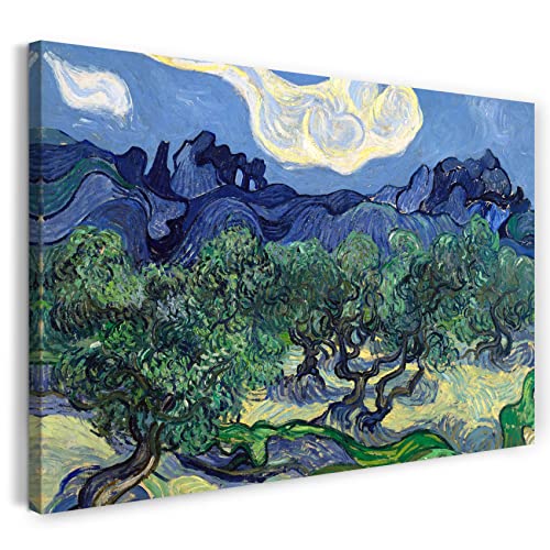 Leinwandbild (40x30cm) Vincent van Gogh: Die Oliven-Bäume, Leinwand auf Keilrahmen gespannt und fertig zum Aufhängen, hochwertiger Kunstdruck aus deutscher Produktion von Printed Paintings