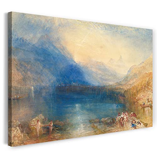 Leinwandbild (40x30cm) William Turner: The Lake of Zug, Leinwand auf Keilrahmen gespannt und fertig zum Aufhängen, hochwertiger Kunstdruck aus deutscher Produktion von Printed Paintings