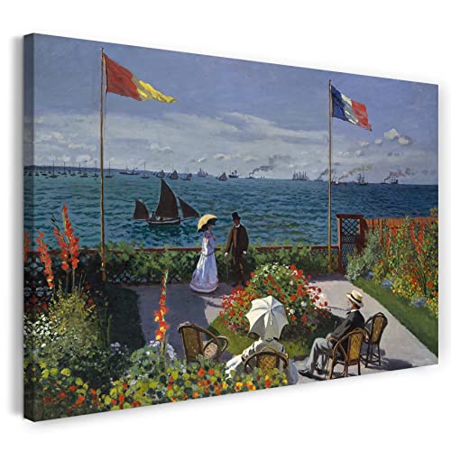 Neo Prints Leinwand (80x60cm): Claude Monet - Garten in Sainte-Adresse (1867) von Printed Paintings