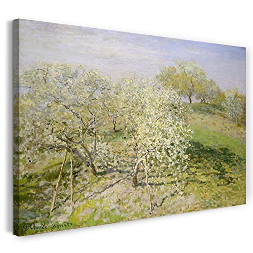 Leinwand (100x70cm): Claude Monet - Frühling (Apfelbäume in der Blüte) (1873) von Printed Paintings
