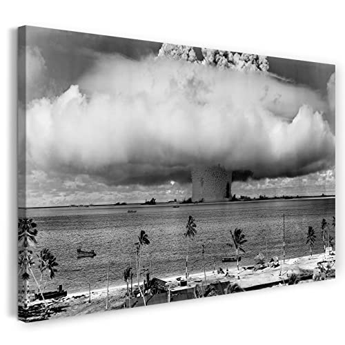 Printed Paintings Leinwand (100x70cm): War Krieg Explosion Atombombe Angriff Fantasy Shooter Art von Printed Paintings