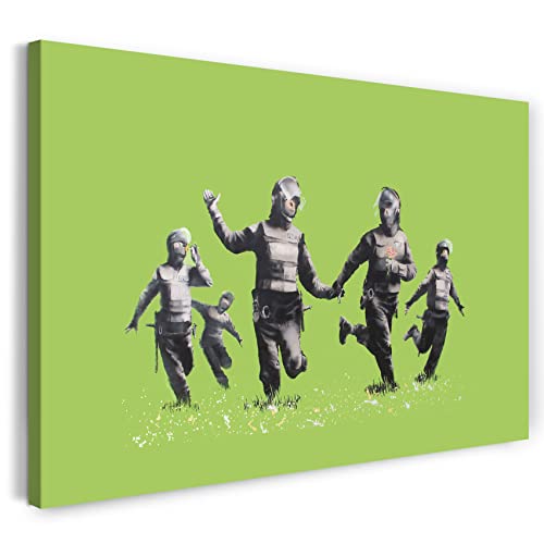 Printed Paintings Leinwand (120x80cm): Banksy - Police Officers in Field Polizei-Offiziere auf gr von Printed Paintings