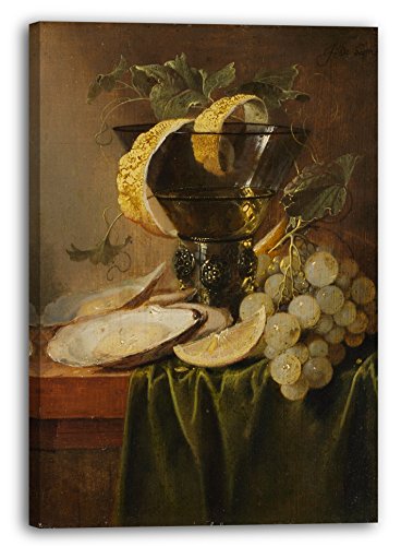 Printed Paintings Leinwand (40x60cm): Jan Davidsz de Heem - Stillleben mit einem Glas und Austern von Printed Paintings