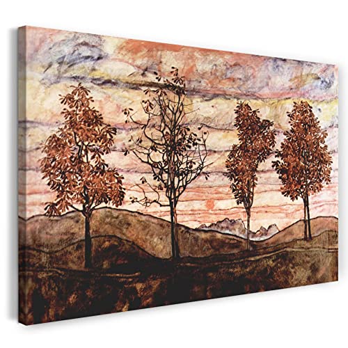 Printed Paintings Leinwand (60x40cm): Egon Schiele - Vier Bäume von Printed Paintings