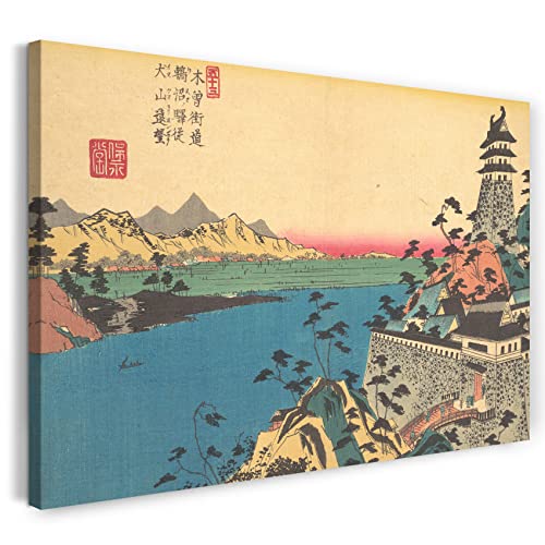 Printed Paintings Leinwand (60x40cm): Keisai Eisen - Das Schloss von Unuma von Printed Paintings