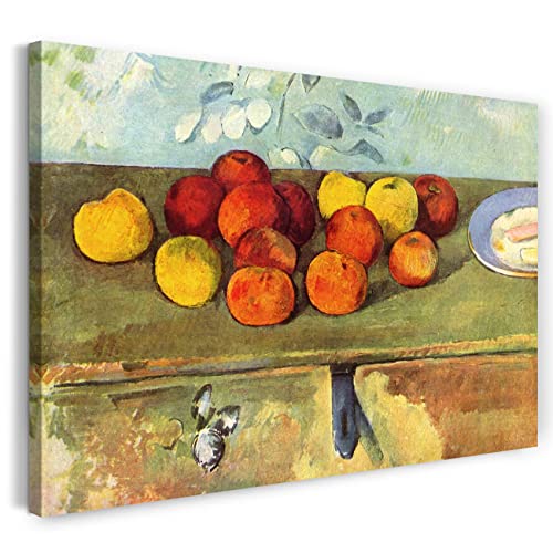 Printed Paintings Leinwand (60x40cm): Paul Cézanne - Stillleben mit Äpfeln und Gebäck von Printed Paintings