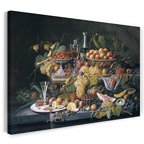 Printed Paintings Leinwand (60x40cm): Severin Roesen - Stillleben: Früchte von Printed Paintings