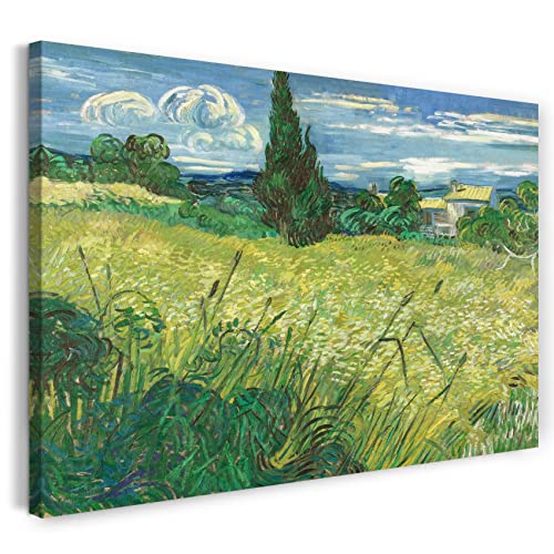 Printed Paintings Leinwand (60x40cm): Vincent Van Gogh - Grünes Weizenfeld mit Zypressen (1889) von Printed Paintings