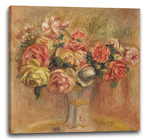 Printed Paintings Leinwand (60x60cm): Pierre Auguste Renoir - Rosen in Einer Vase mit Blumen von Printed Paintings