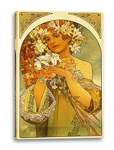 Printed Paintings Leinwand (60x80cm): Alfons Mucha - Frau mit Blumen auf Kopf von Printed Paintings