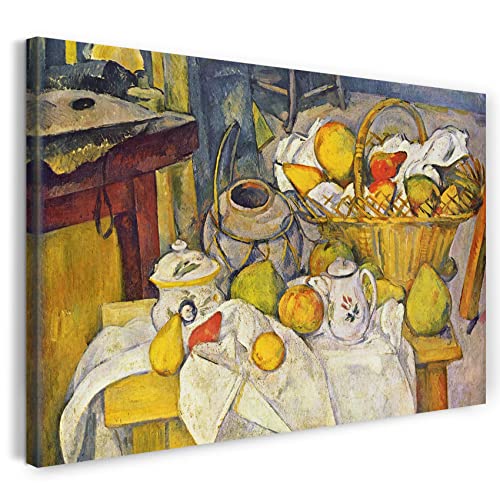 Printed Paintings Leinwand (80x60cm): Paul Cézanne - Stillleben mit Korb von Printed Paintings