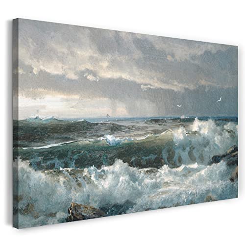 Printed Paintings Leinwand (80x60cm): William Trost Richards - Surf auf Felsen von Printed Paintings
