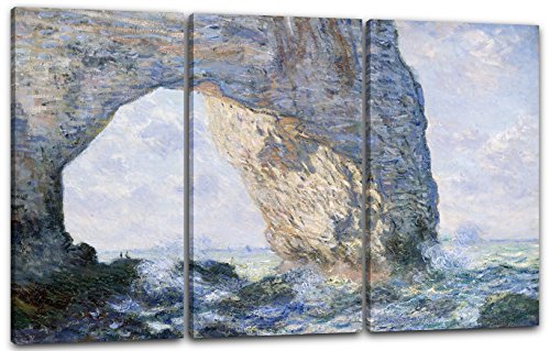 Printed Paintings Leinwand 3-teilig(120x80cm): Claude Monet - Das Manneporte bei Etretat (1883) von Printed Paintings