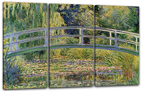 Printed Paintings Leinwand 3-teilig(120x80cm): Claude Monet - Japanische Brücke über den Seerosen von Printed Paintings