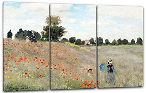 Printed Paintings Leinwand 3-teilig(120x80cm): Claude Monet - Mohnfeld von Printed Paintings