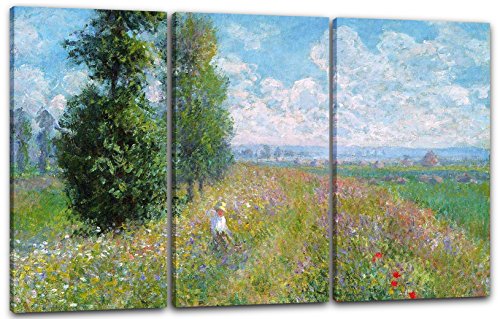 Printed Paintings Leinwand 3-teilig(120x80cm): Claude Monet - Wiese mit Pappeln von Printed Paintings