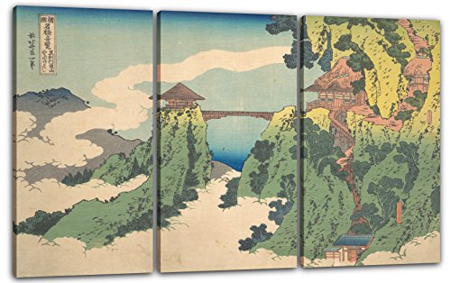 Printed Paintings Leinwand 3-teilig(120x80cm): Katsushika Hokusai - Die hängende Wolkenbrücke am von Printed Paintings