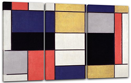 Printed Paintings Leinwand 3-teilig(120x80cm): Piet Mondrian - Komposition A von Printed Paintings