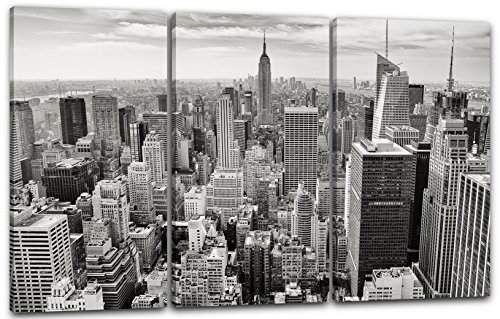 Printed Paintings Leinwand 3-teilig(120x80cm): Stadtebilder Skyline New York schwarz-weiß Kunst a von Printed Paintings