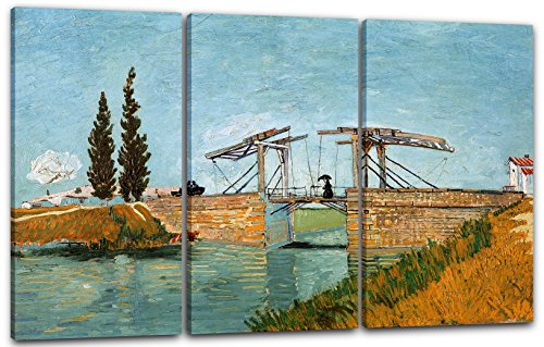 Printed Paintings Leinwand 3-teilig(120x80cm): Vincent Van Gogh - Brücke von Langlois (1888) von Printed Paintings