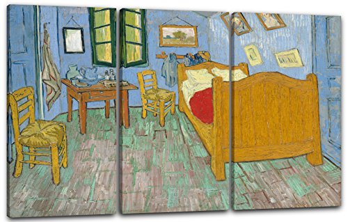 Printed Paintings Leinwand 3-teilig(120x80cm): Vincent Van Gogh - Das Schlafzimmer - zweite Versi von Printed Paintings