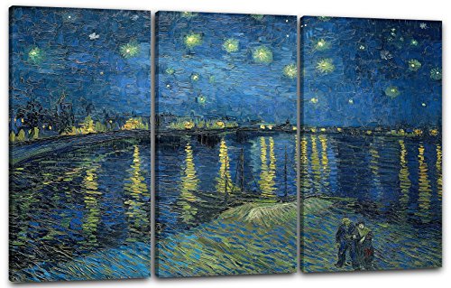 Printed Paintings Leinwand 3-teilig(120x80cm): Vincent Van Gogh - Sternennacht über die Rhône (18 von Printed Paintings