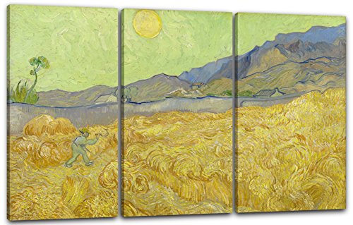 Printed Paintings Leinwand 3-teilig(120x80cm): Vincent Van Gogh - Weizenfeld mit Mäher von Printed Paintings