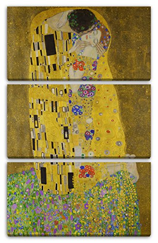 Printed Paintings Leinwand 3-teilig(80x120cm): Gustav Klimt - Der Kuss (1907-1908) von Printed Paintings
