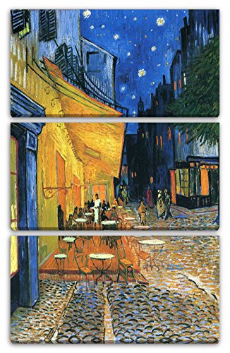 Printed Paintings Leinwand 3-teilig(80x120cm): Vincent Van Gogh - Nachtcafé/Nachts vor dem Café a von Printed Paintings
