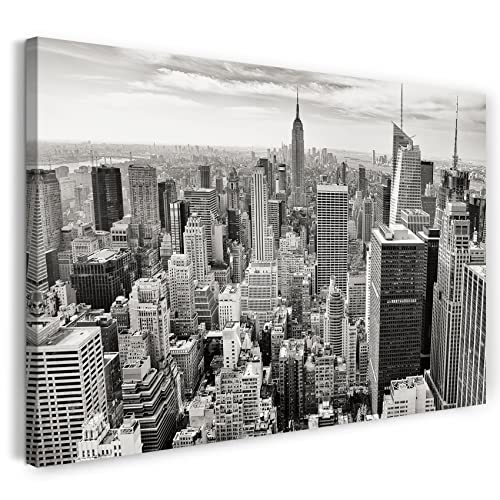 Printed Paintings Leinwand (120x80cm): Stadtebilder Skyline New York schwarz-weiß Kunst Art grau von Printed Paintings