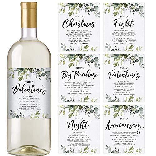 Greenery Etiketten für Weinflaschen, 6 Stück, wasserdicht, Hochzeitsgeschenk, Meilensteine, Hochzeitsanfänger von Printed Party