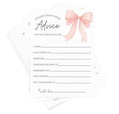 Printed Party Baby Shower Ratschläge Karten - Rosa Schleife Design, Wünsche für Baby Mädchen Aktivität, Gastspiel und Andenken, 30 Stück Printed Party Baby Shower Ratschläge Karten - Rosa Schleife Design, Wünsche für Baby Mädchen Aktivität, Gastspiel und Andenken, 30 Stück von Printed Party
