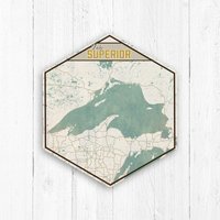 Lake Superior Hexagon Map Canvas Von Printed Marktplatz von PrintedMarketplace