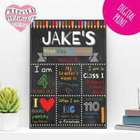 Personalisierter Erster Schultag 2021 Tafelschild - Digitaldruck 1. Tafel Poster Neues Design von PrintedPersonally